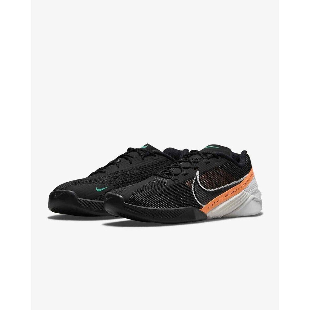 Nike React Metrcon Turbo Shoes Size 9 Black, Orange White CT1243 083 Top off box